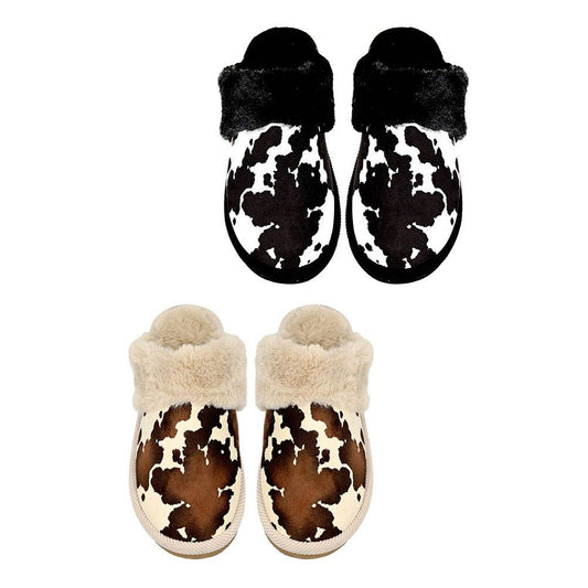 C.C Cow Faux Fur Cuff Winter Slippers