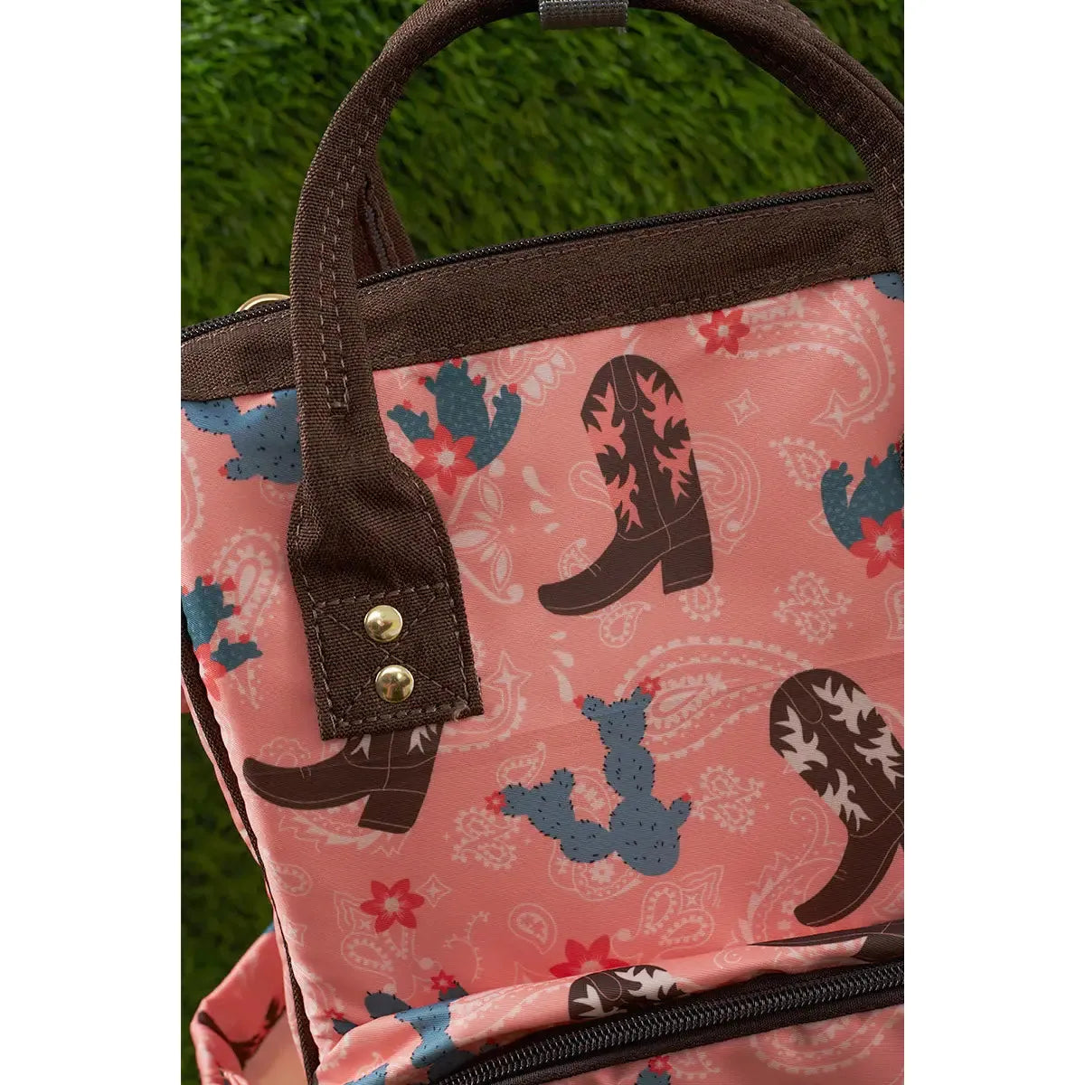 Kids Charm Online - Western Boots & Cactus Printed Diaper Bag
