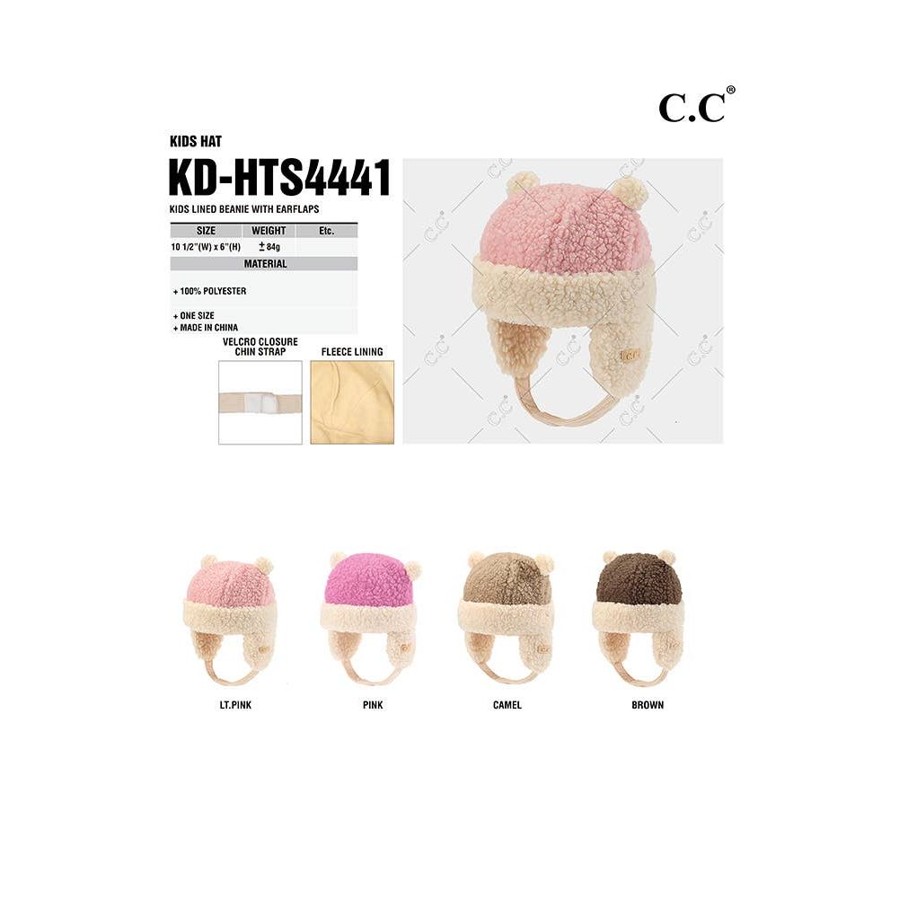 C.C Kids Teddy Bear Ears Earflaps Beanie