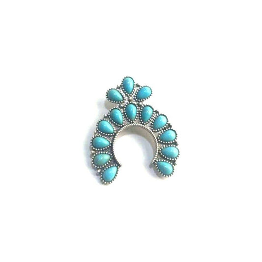 WESTERN MINI SQUASH BLOSSOM TURQUOISE HAT PIN