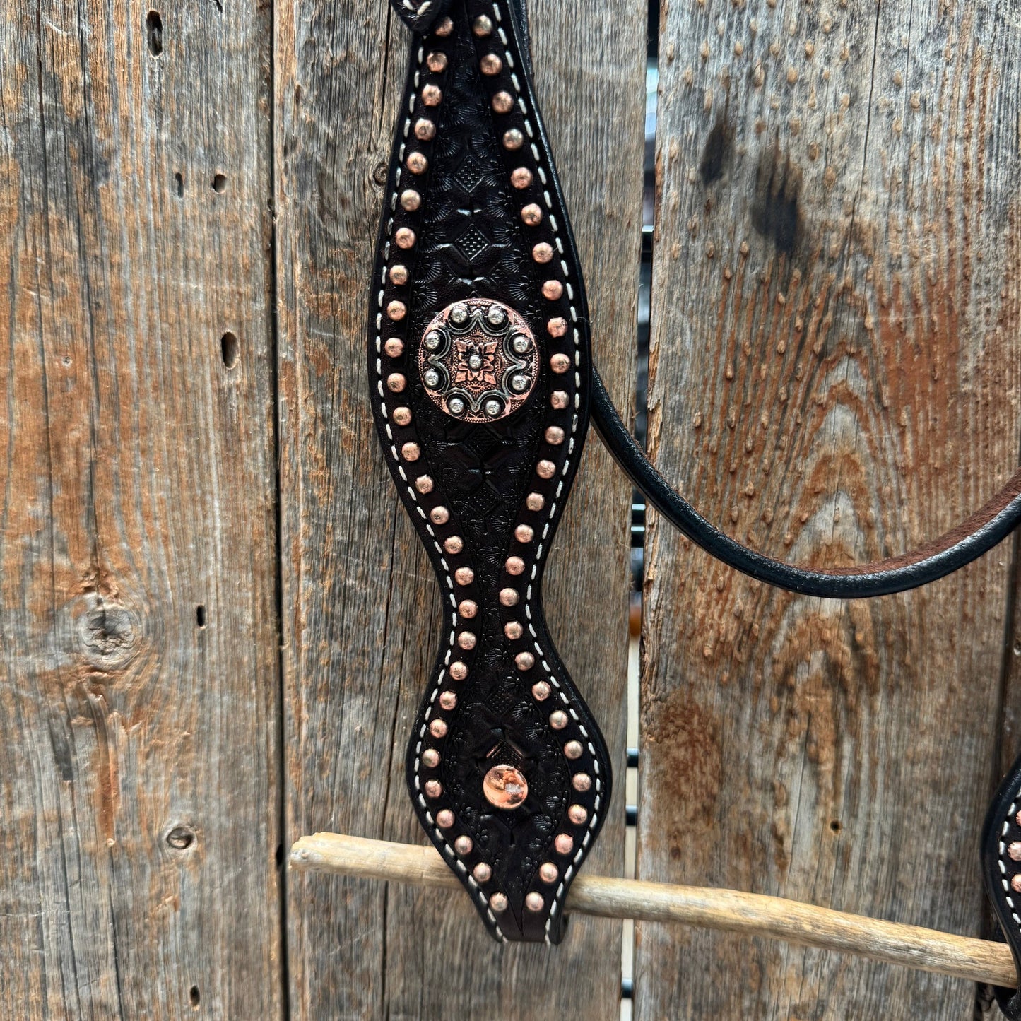 Rodeo Drive - Copper Dot Honeycomb Western Browband / One Ear Tack Set #BBBC418