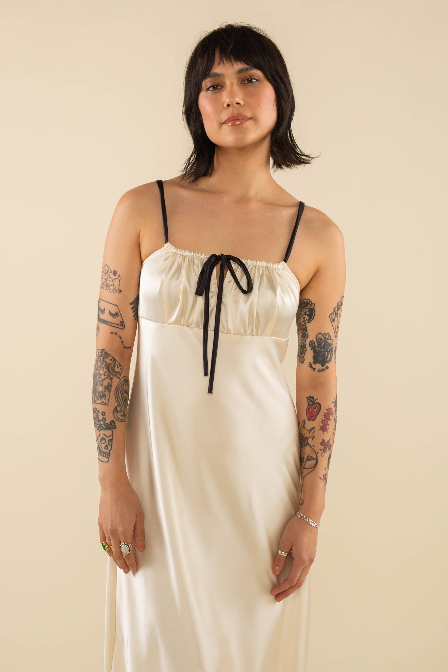 Nat Contrast Tie Dress