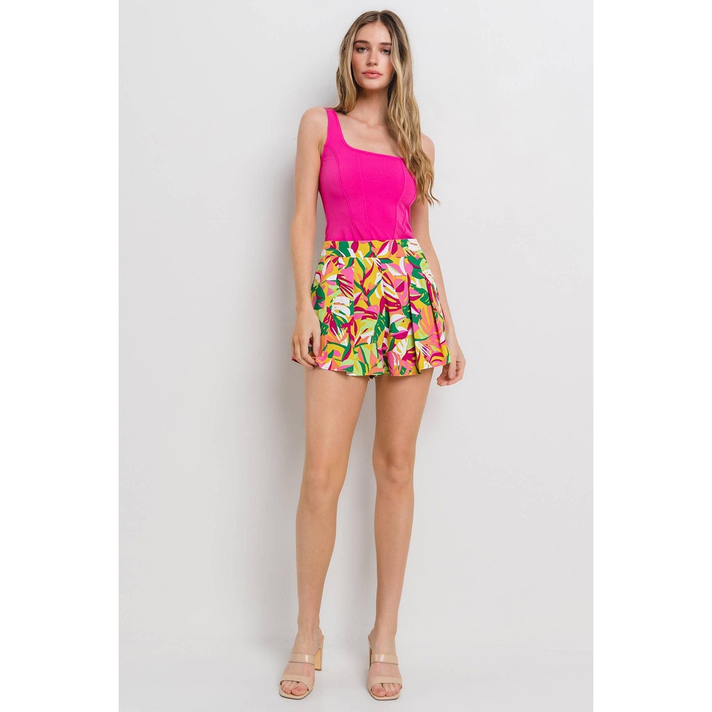 Nylon Apparel - T1352-Sd- Solid  Square Neck Crop Top