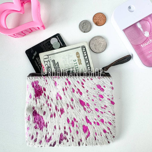 Western Cowhide Coin Change Money Pouch
