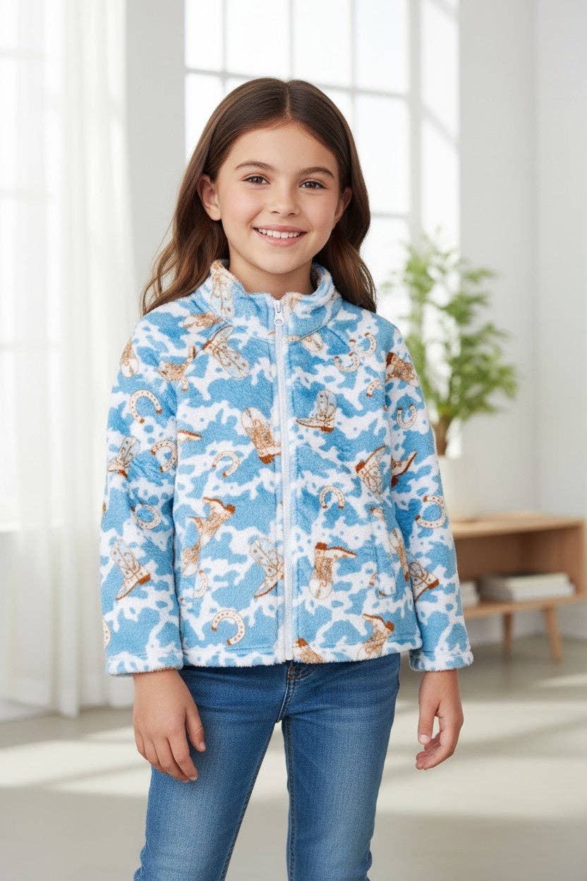Soft Fleece Western Print Zipper Jacket TPG51036 SOL