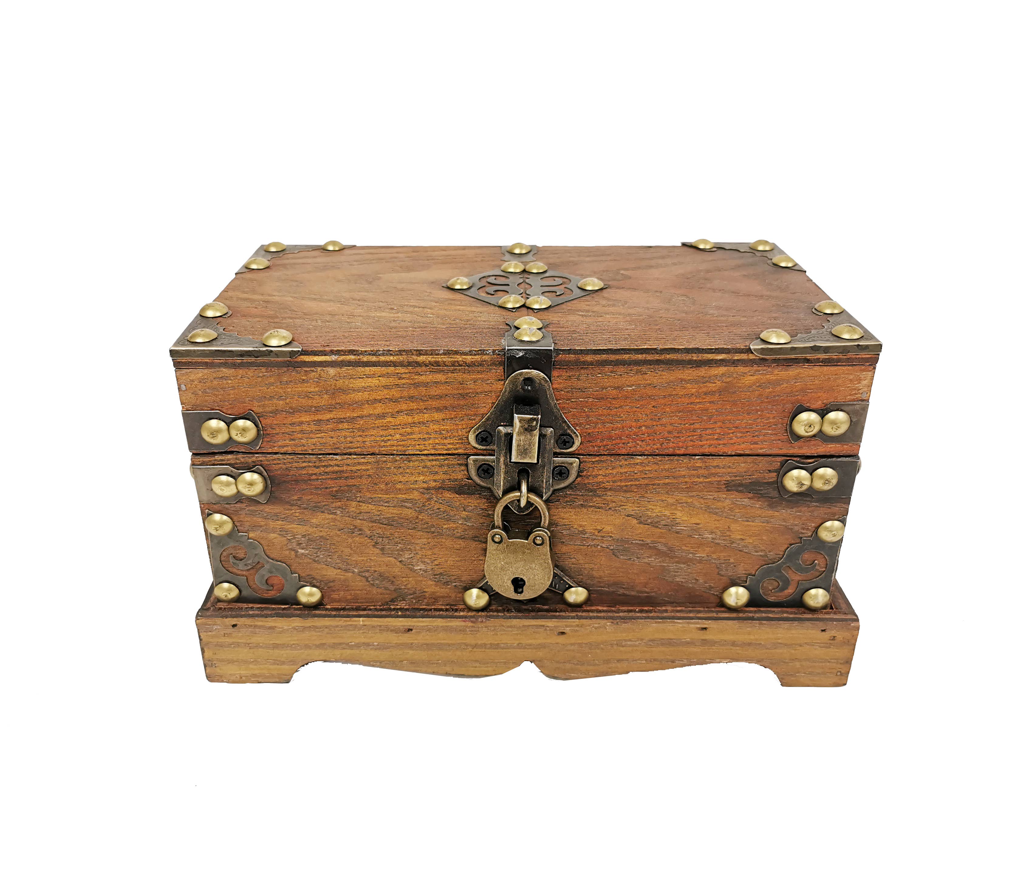 Brown Treasure Box with Lock and Key