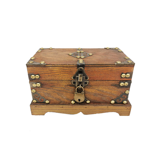 Brown Treasure Box with Lock and Key