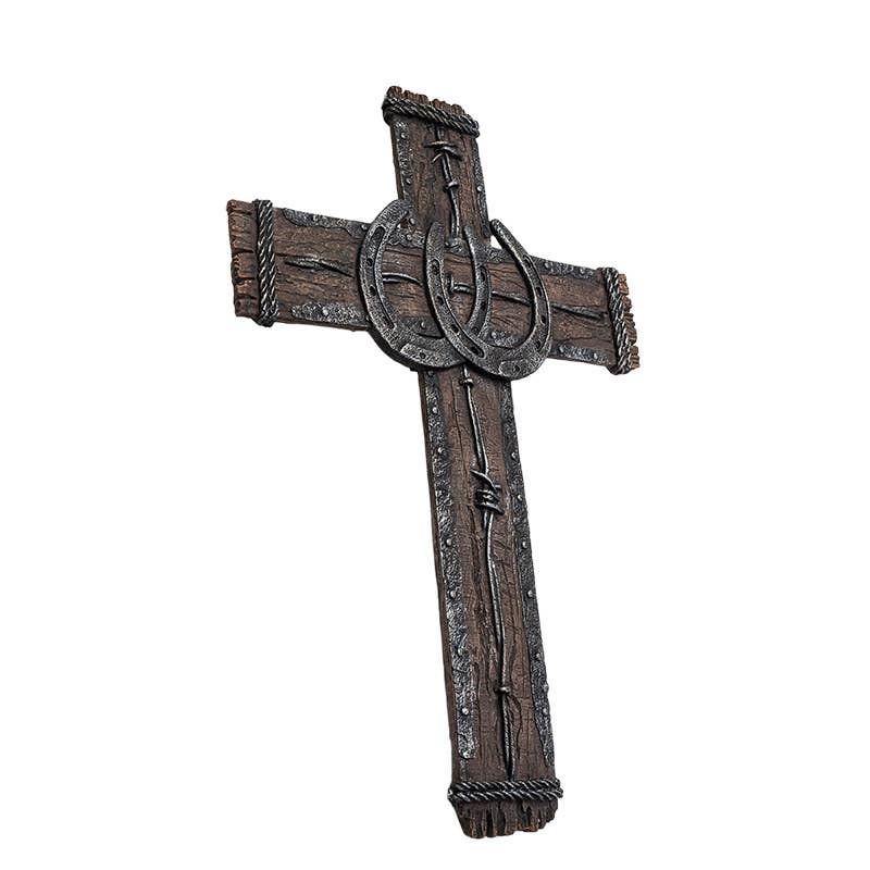 Western Crucifix with Horseshoe Wall Plaque
