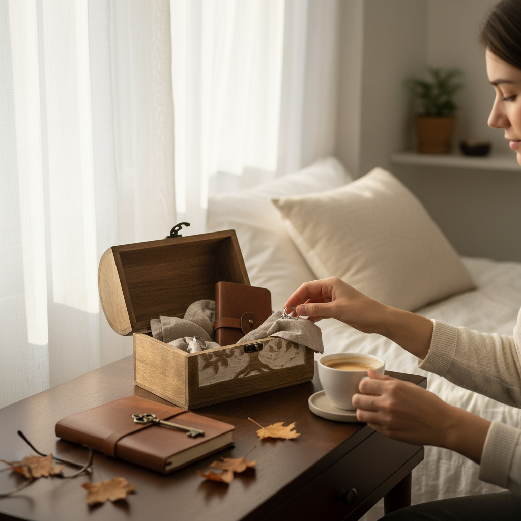 Hand-Carved Wood "Tree of Life"Hinged Box Chest Holiday