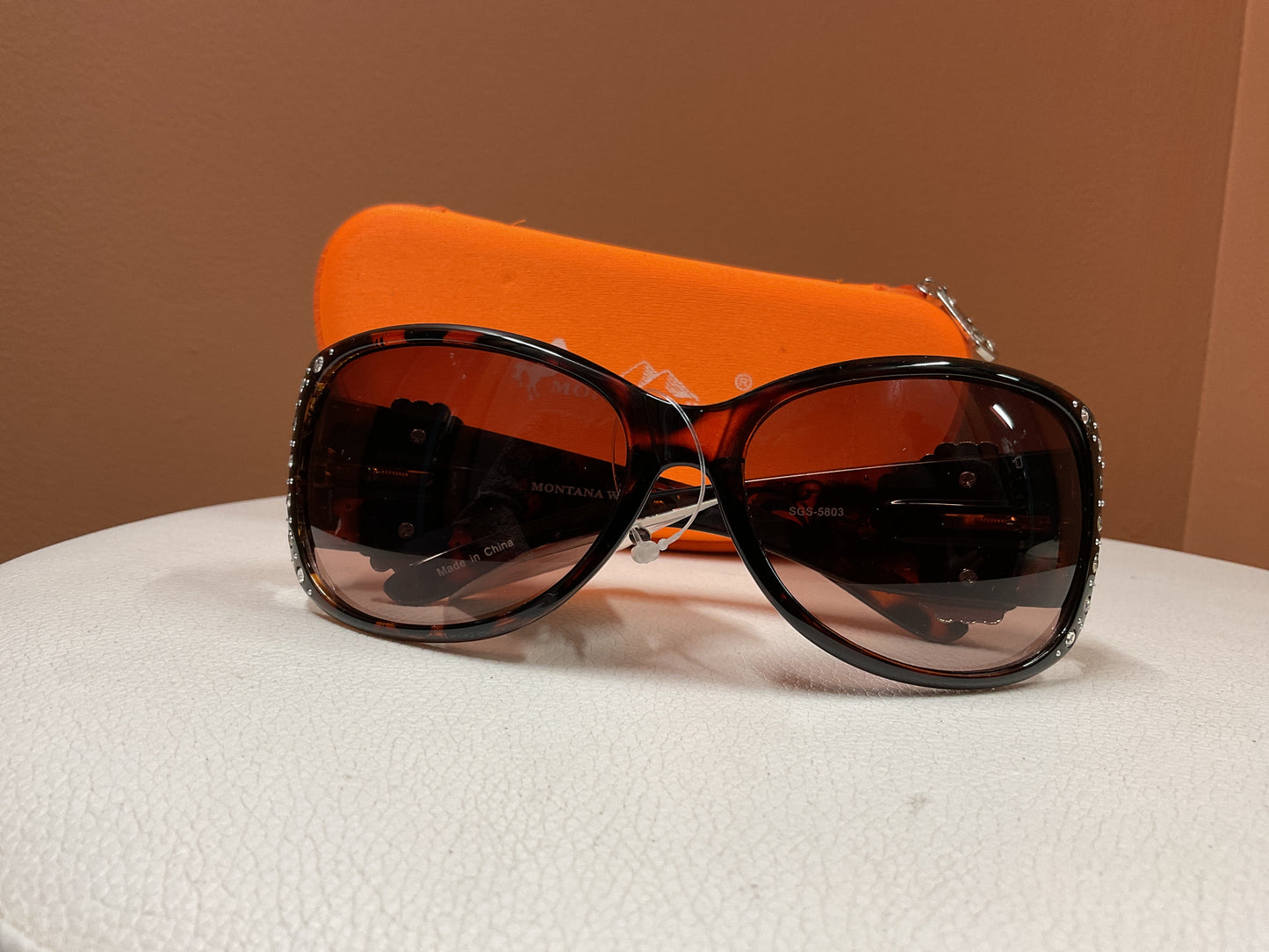 Montana West Sunglasses with Case, Rhinestone Cross X002REOMC5