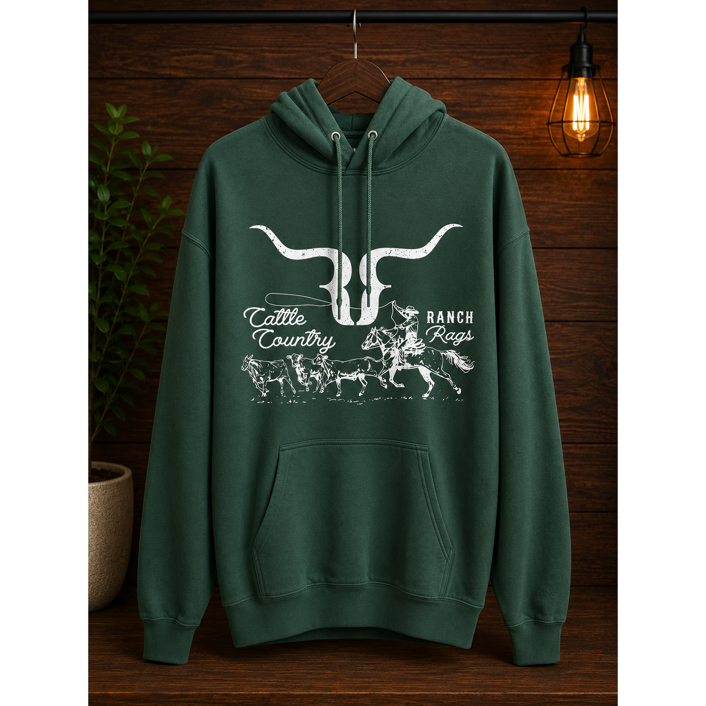 RanchRag's Longhorn Cattle Country Hoodie