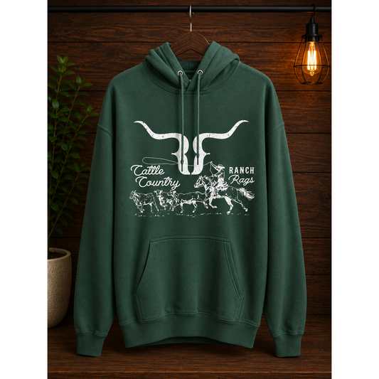 RanchRag's Longhorn Cattle Country Hoodie