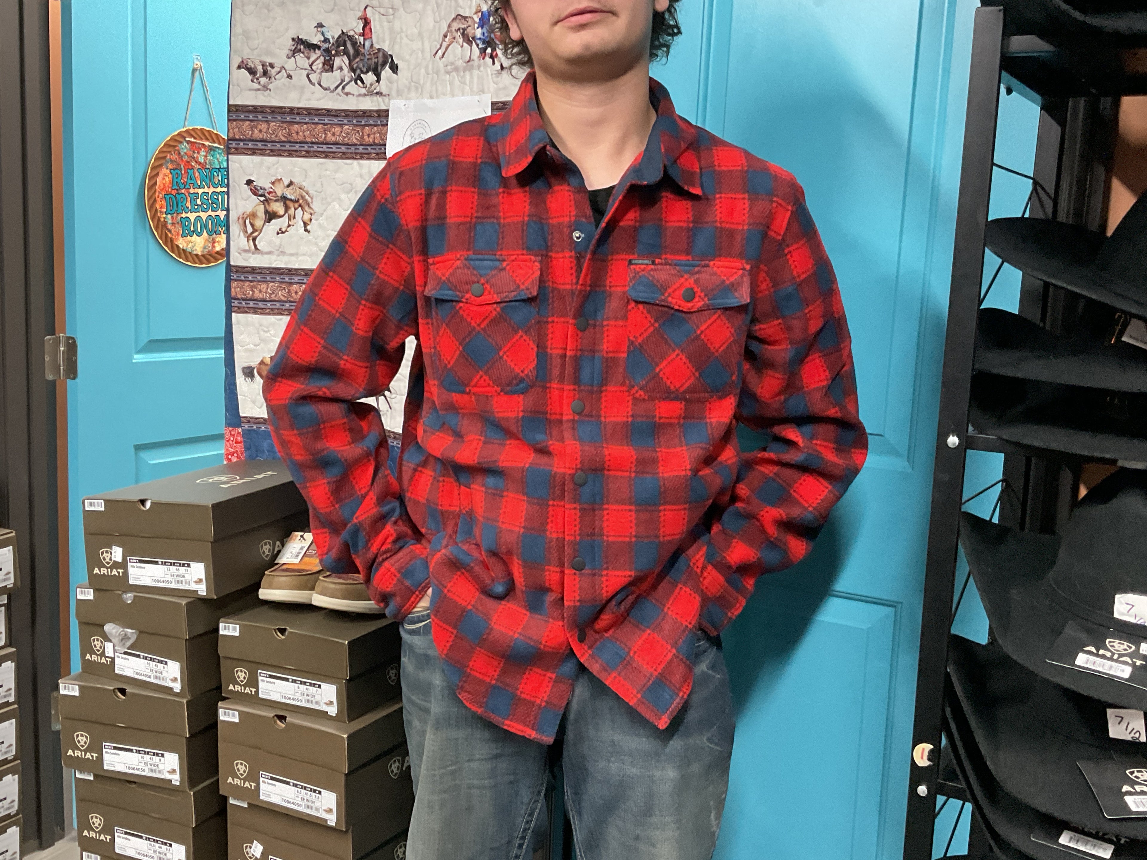 Rock & Roll Men’s Fleece Paid Shacket BM92T07725