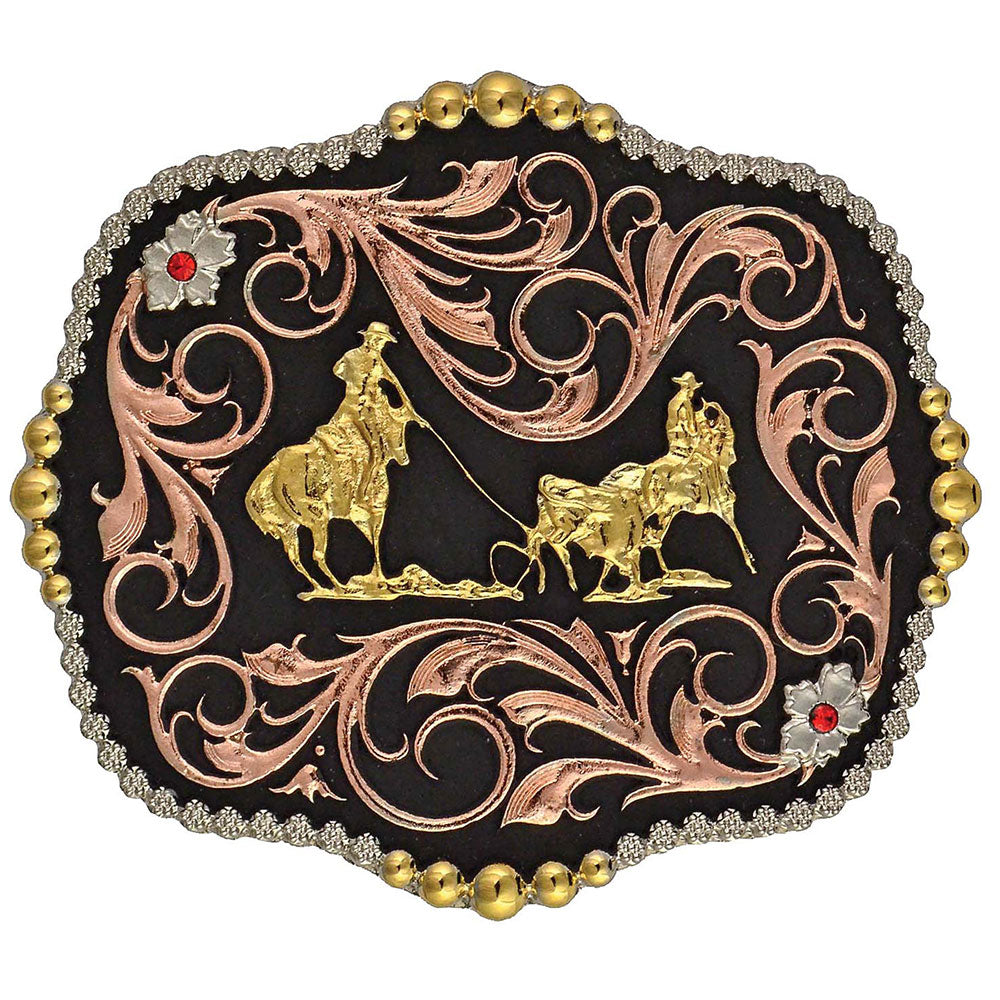 Montana Silversmith Tri-Color Team Ropers Traditional Buckle