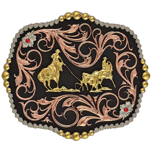 Montana Silversmith Tri-Color Team Ropers Traditional Buckle