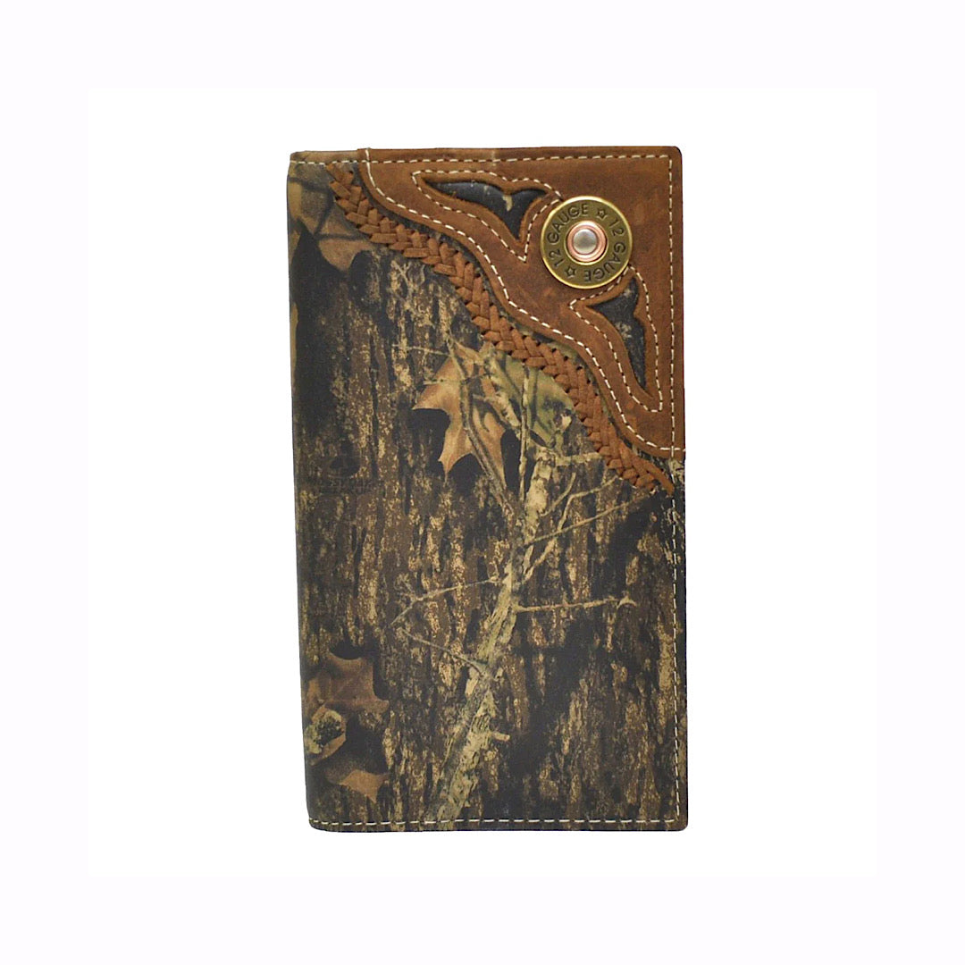 Nocona - Mossy Oak Camo Leather 12 Gauge Men’s Checkbook Cover/Rodeo Wallet N5440222