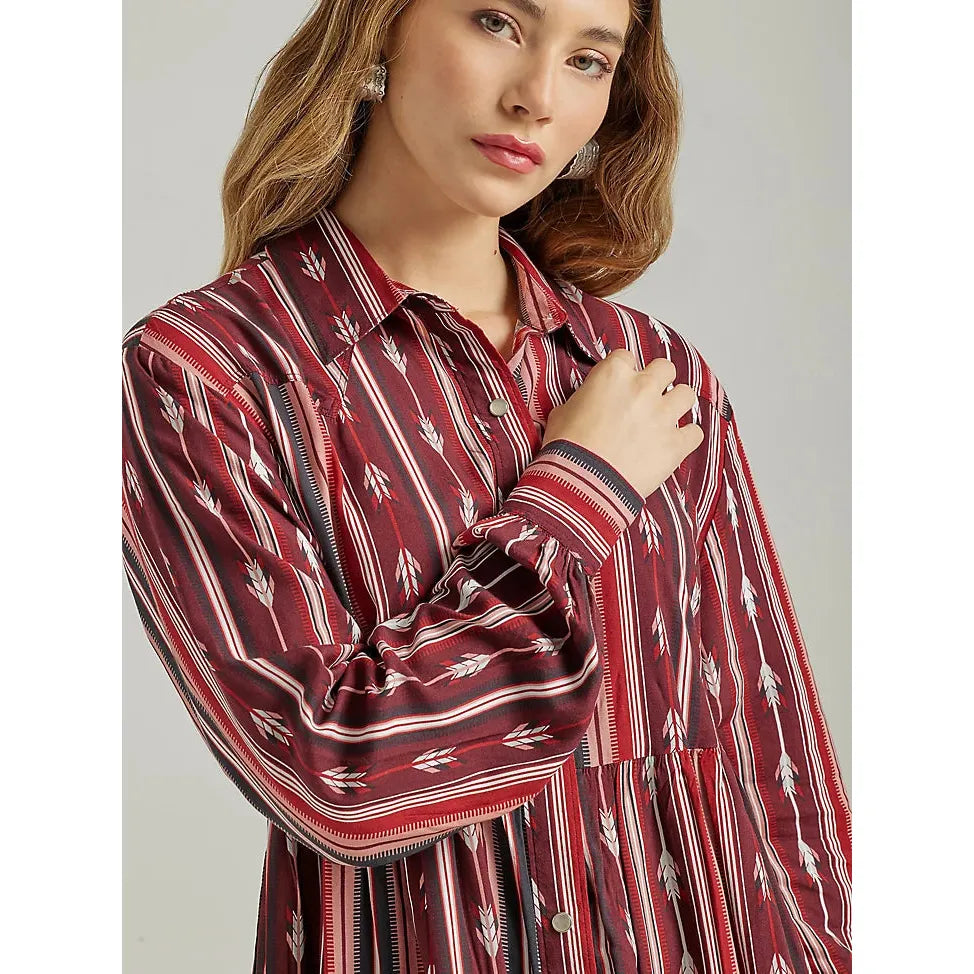 Ladies Wrangler Striped Long Sleeve Dress