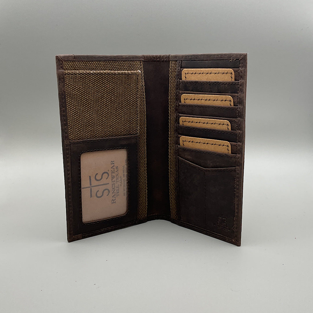 STS Ranchwear - Trailblazer Brown Canvas Men’s Tall Wallet STS68375