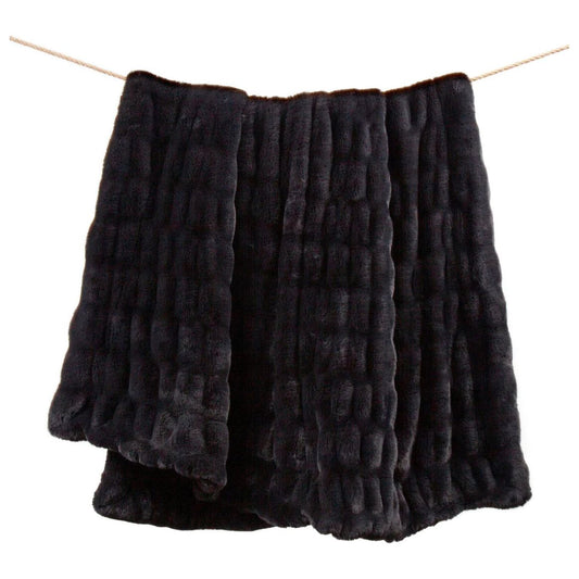 Rouched Black Rabbit Throw 50” x 80”