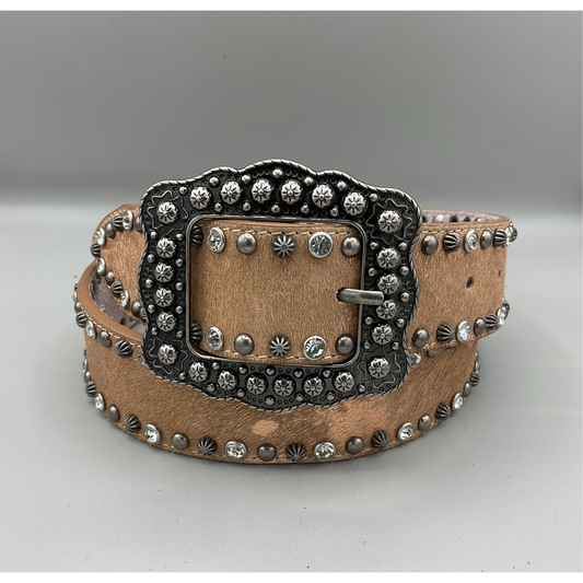 BHW Ladies- BELT 1.5” Copper Color hide w/ metallic copper and studs/ rhinestones 515