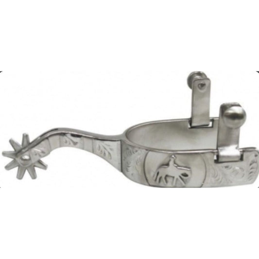 Showman Stainless Steel Spur with Pleasure Horse Silver Overlay