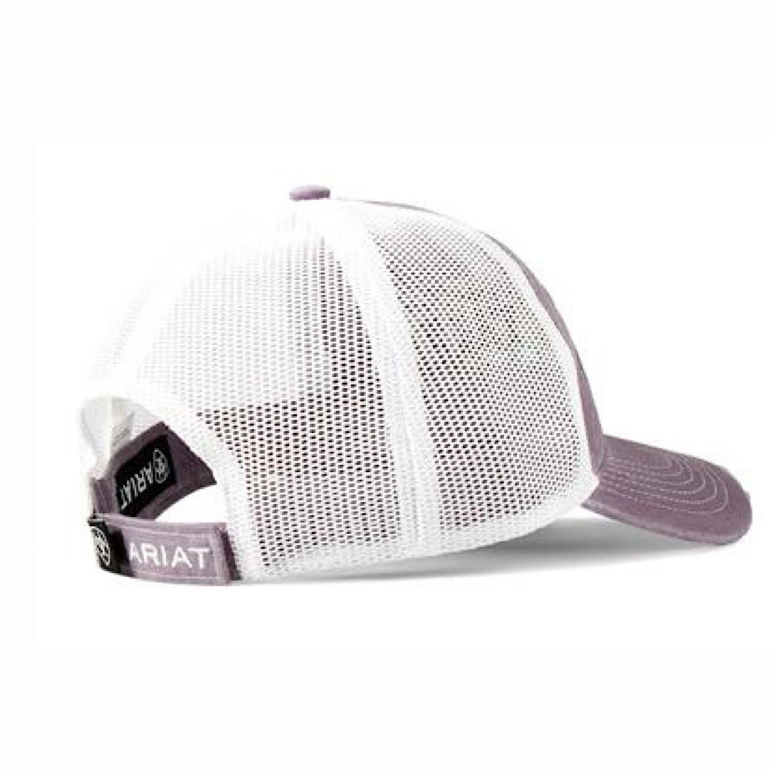 Ariat - Distressed Purple & White With Hey Y’All Ariat Logo Patch Velcro Back Ladies Ball Cap A300084878