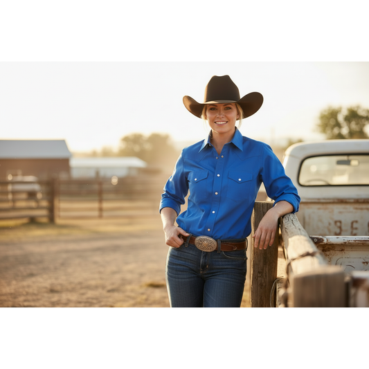 Roper Ladies Snap Shirt, Navy, 1-50-025-255