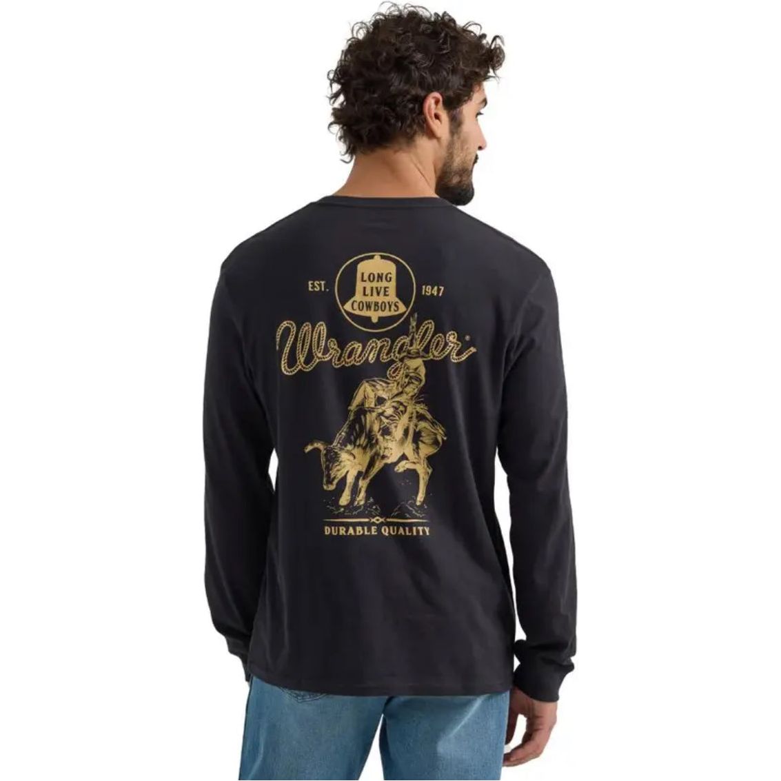 Wrangler Men's "Wrangler Bull" Long Sleeve T-Shirt, Black