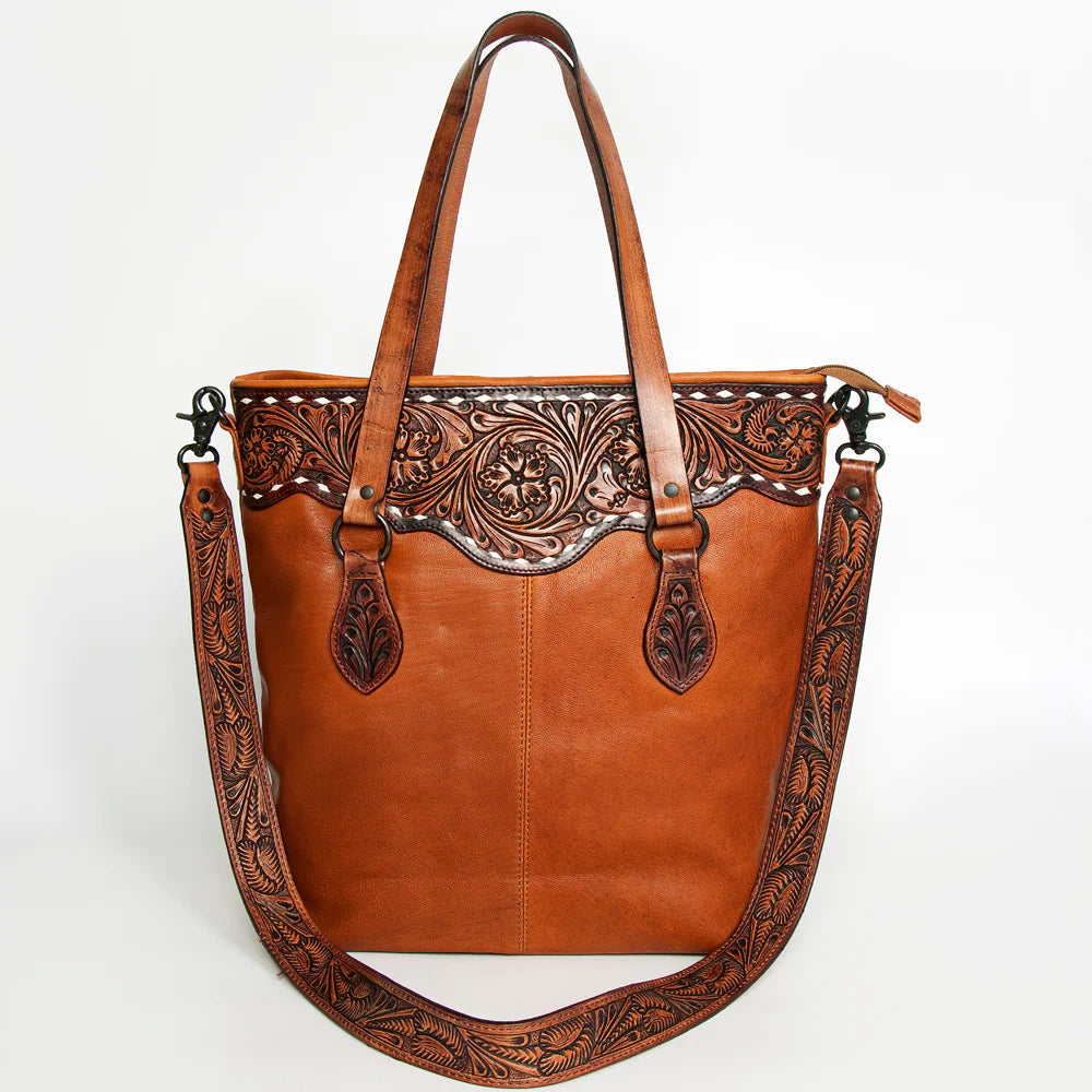 American Darling - Leather with Tooled Accent Oversized Tote Handbag ADBGZ259