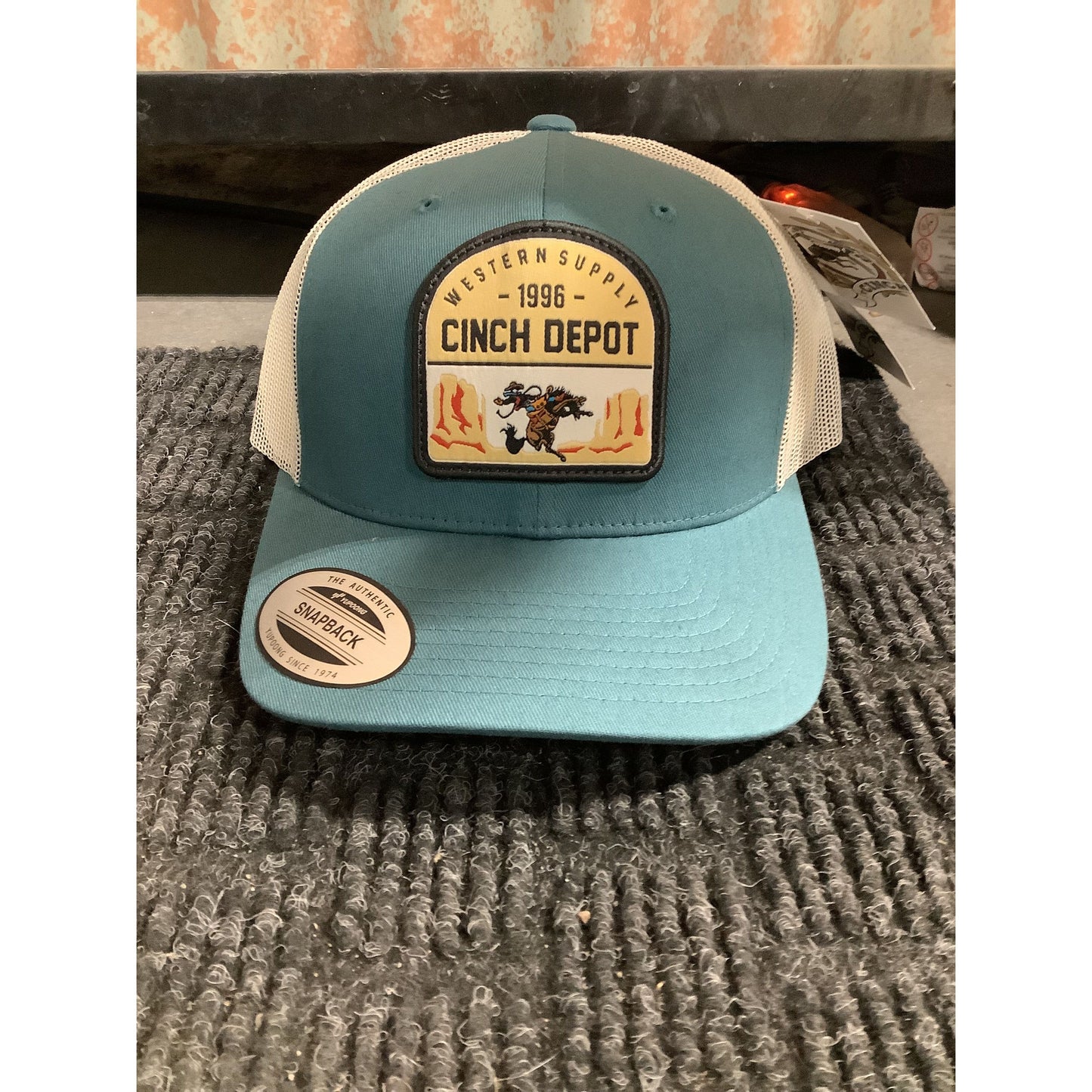 Cinch Hat Teal & Tan Patch