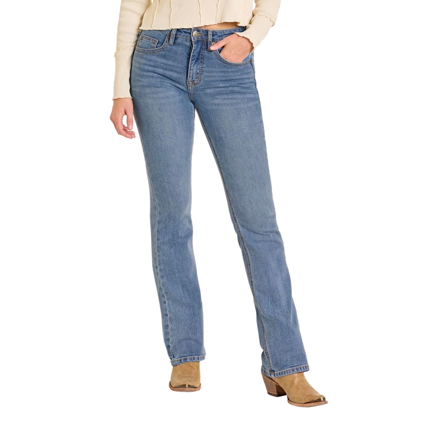 Rock & Roll Ladies Jean, Yoke Detail, High Rise, Boot Cut BW4HD07197