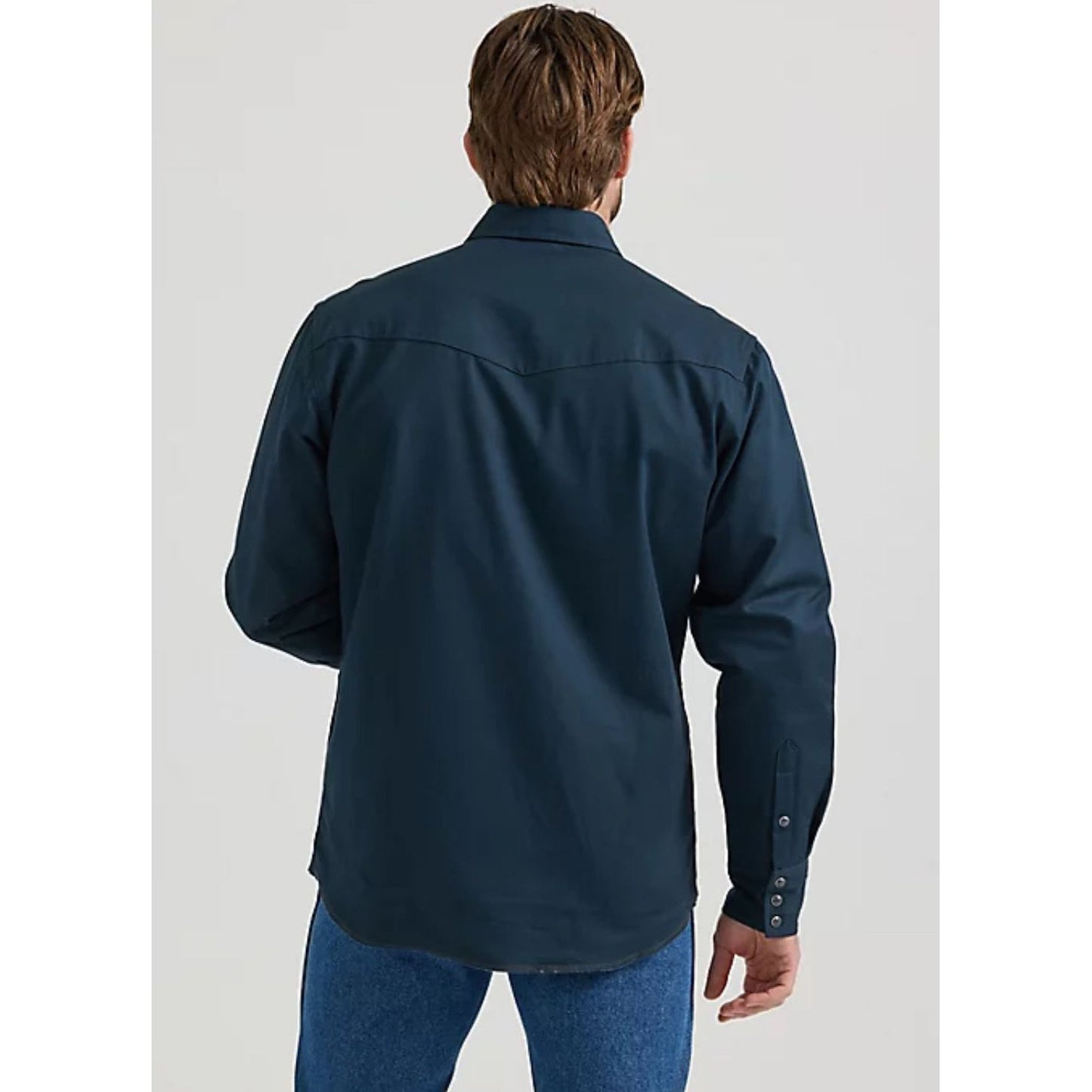 MEN'S WRANGLER® LONG SLEEVE FLANNEL LINED SOLID WORK SHIRT IN BLACK