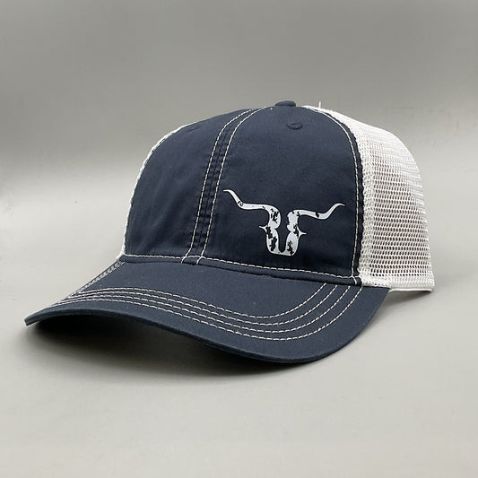 Ranch Rags - Navy & White With Logo Snap Back Men’s Ball Cap