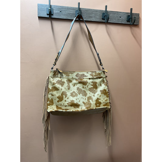 Nocona Purse -  Calf Hide, Cow Print, Fringe, Beaded Strap
