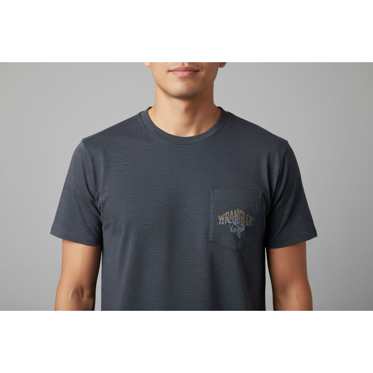 Wrangler® Graphic Short Sleeve Pocket T-Shirt Regular Fit Dark Heather | 112375808