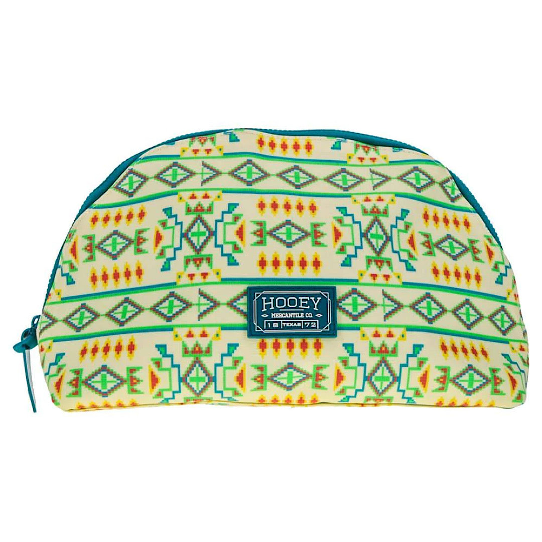 Hooey - Cream with Teal Print Large Travel/Cosmetic Bag MB004-02