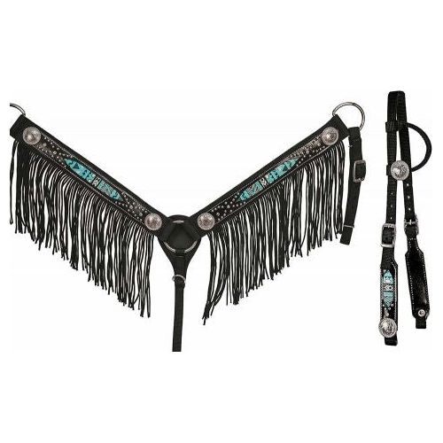 Showman Black & Turquoise Nylon Set