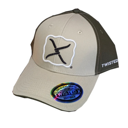 Twisted X - Tan & Olive Green Embroidered Olive Green & White Logo Snap Back Men’s Ball Cap XC-144