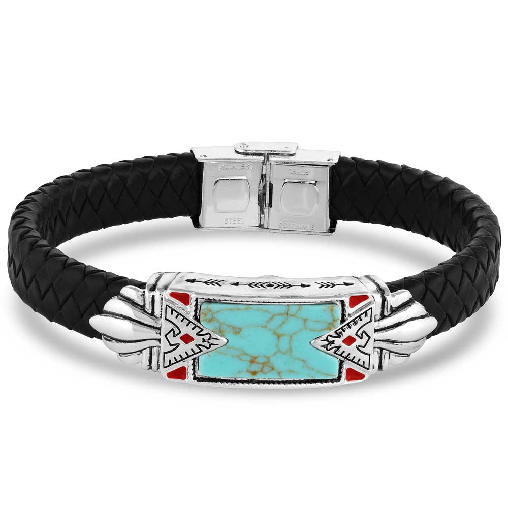 Montana Southwest Thunderbird Flat Braided Leather Bracelet