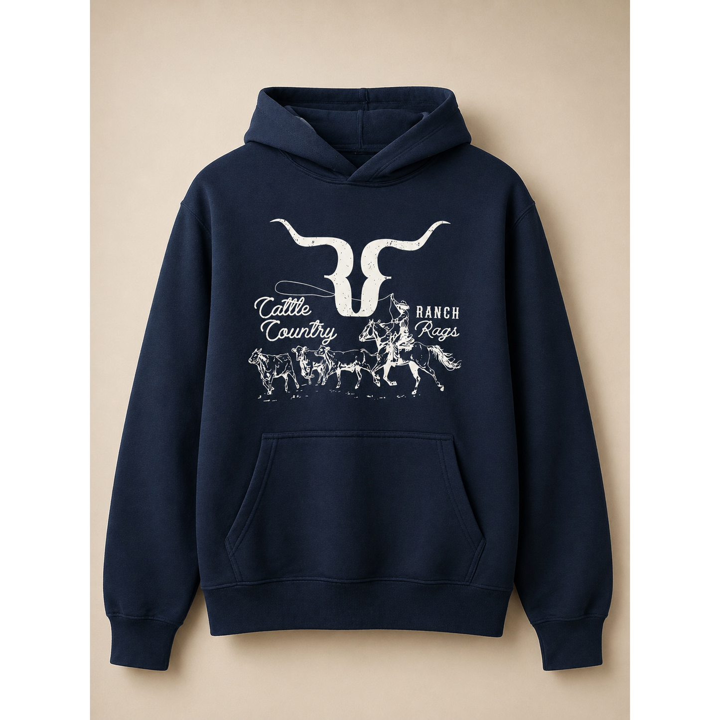RanchRag's Longhorn Cattle Country Hoodie