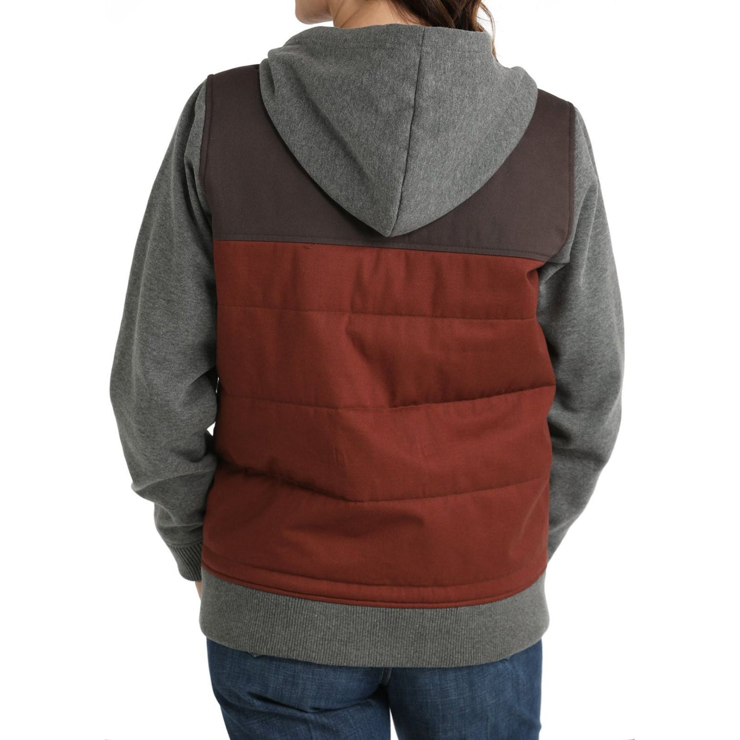 WOMEN'S CANVAS HOODIE JACKET - GRAY/BURGUNDY