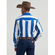 WRANGLER BRUSH POPPER BLUE STRIPE - MENS SHIRT - 112375917