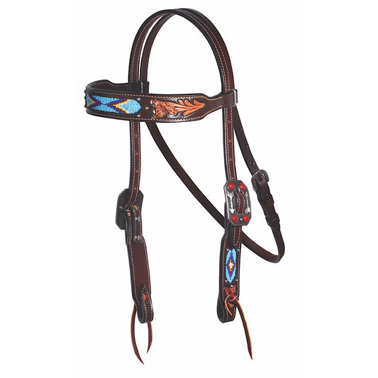 Professional’s Choice - Beaded Inlay Chocolate Brown Brow Band Headstall 3P4008D