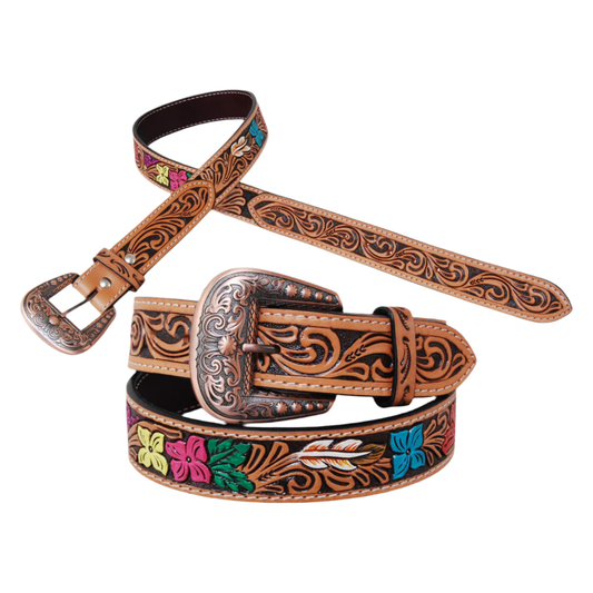 Rafter T Ranch Company- Ladies- BELT - Handpainted and Tooled BT616