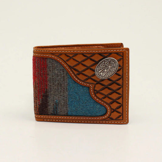 3D Belt Company - Woolen Fabric & Tooled Leather Men’s Bifold Wallet D250001108