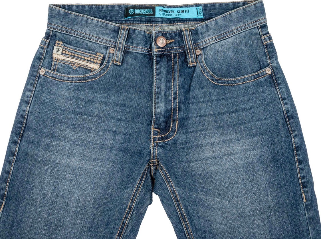 ROCK & ROLL Men’s JEAN - Slim fit, Dark Vintage, Revolver Straight Boot, BM1RD09127