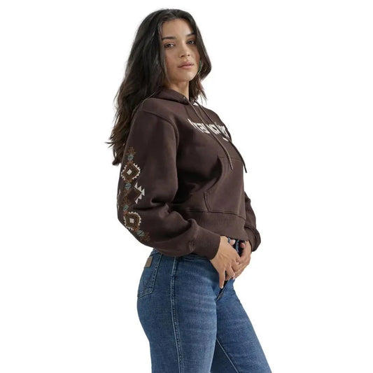 Wrangler Women’s Aztec Embroidered Cropped Hoodie