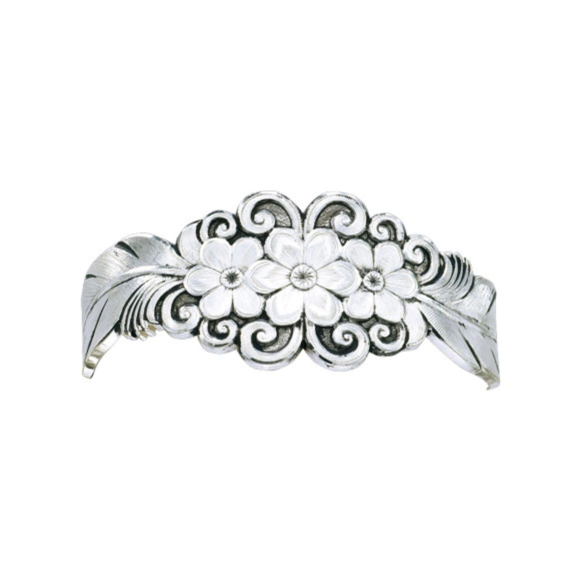 Antique Silver Flower And Feather Spray Bracelet