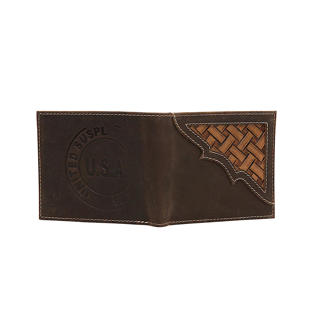 Myra Bag - Weaved Through Tooled Leather Men’s Bifold Wallet S-5890