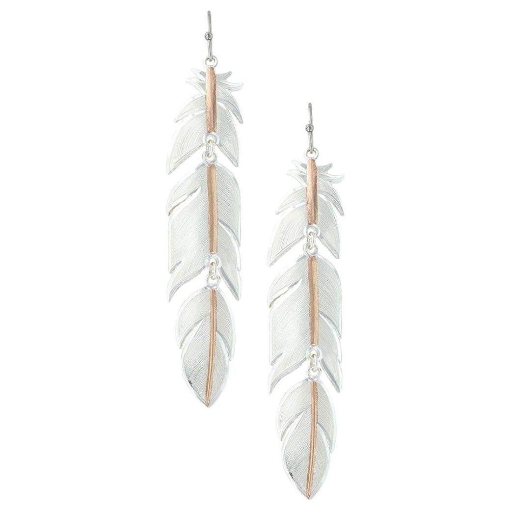 Rose Gold Plume Feather Earrings